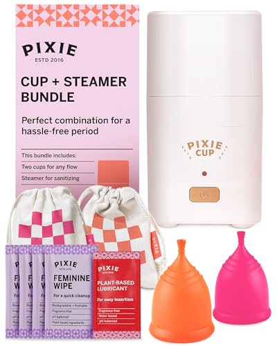 Menstrual Cups with Sterilizer Ranked 1 for Most Comfortable Soft Reusable Period Cup Kills 999 of Germs with Cleaner Steamer Wash Your Cup in 3 Minutes Compact Sanitizer Kit